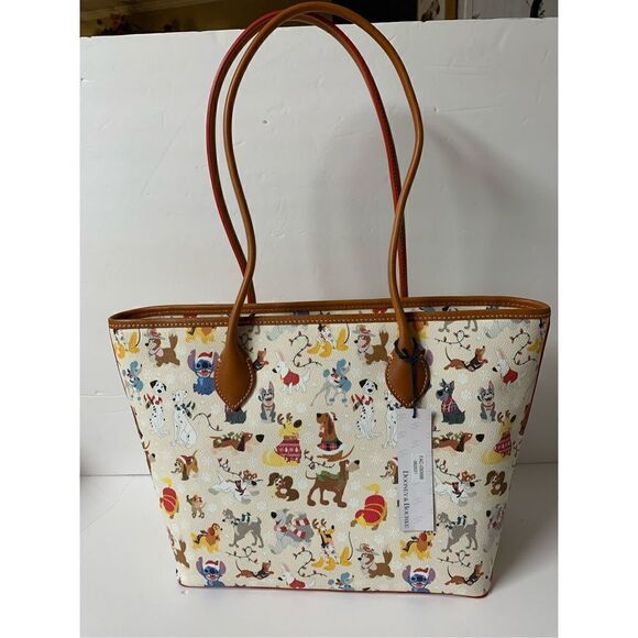 Disney Dooney & Bourke Santa Dogs Tote Tails Paws Pluto Stitch 2021 Christmas - Picture 2 of 13